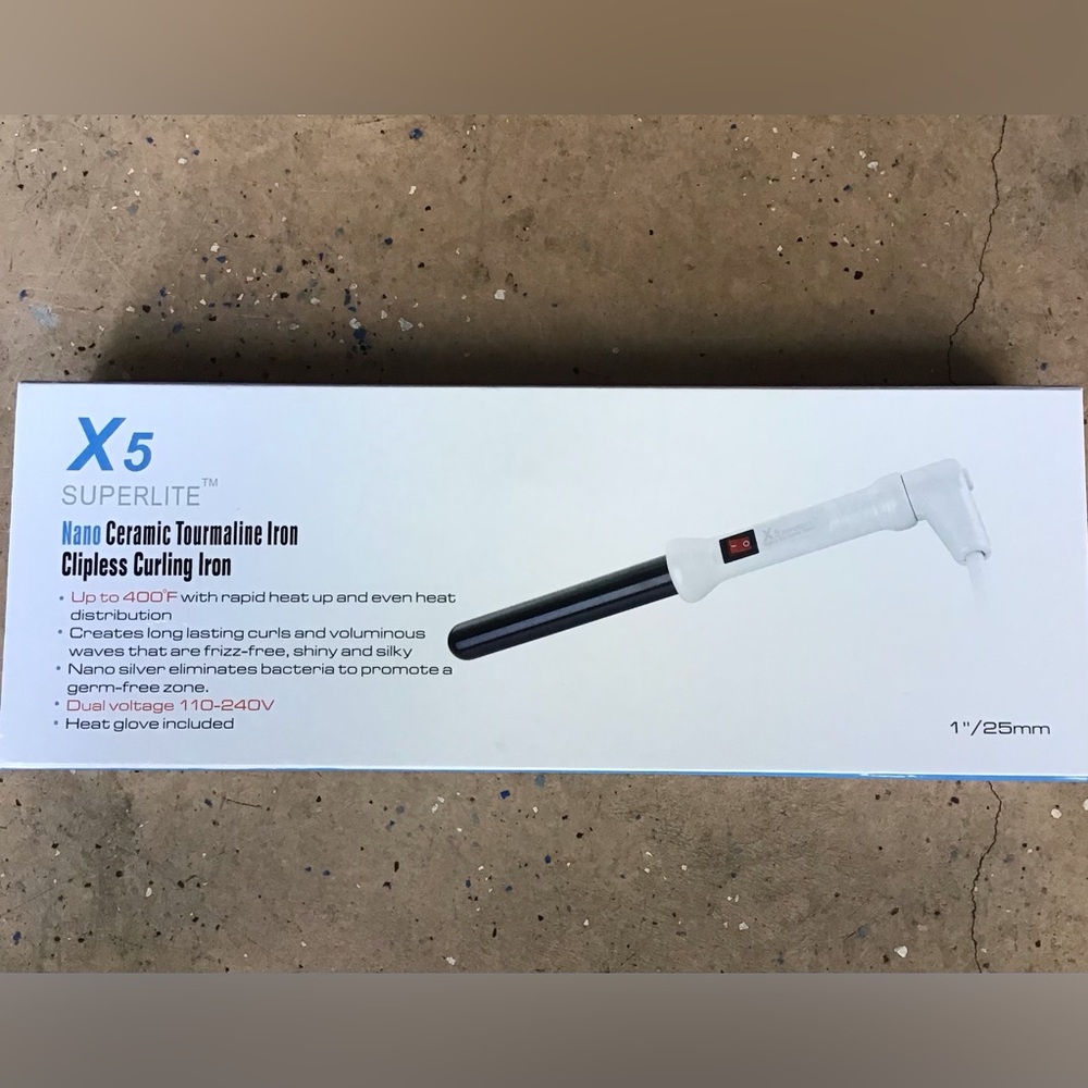 X5 Superlite Nano Ceramic Tourmaline Iron Clipless Curling Iron